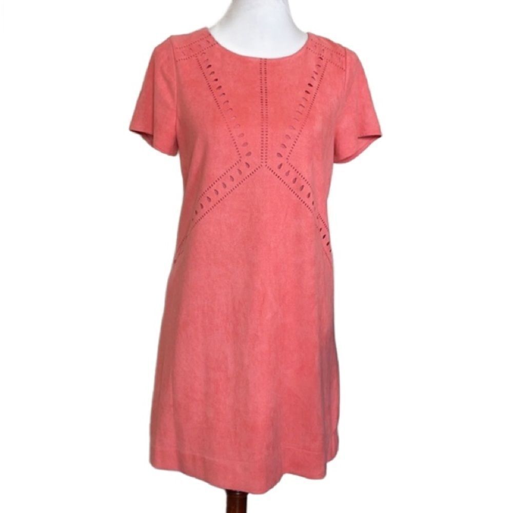 Lord & Taylor Design Lab Pink Suede Shift Dress with Cut Outs (Size Small)